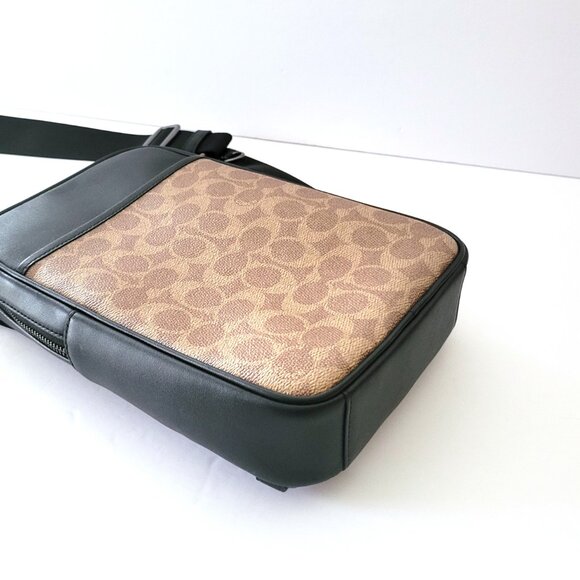 Coach CCQ51 Turner Pack Signature Leather Sling Bag Messenger Tan Black - Picture 6 of 7